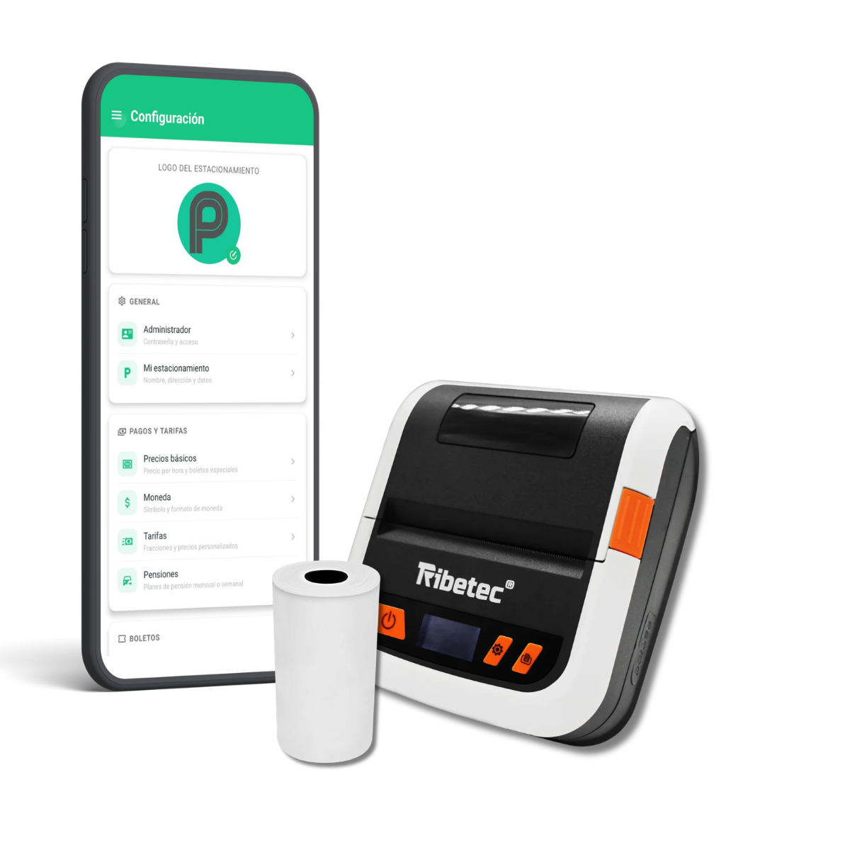 Kit completo ParkeaYa con impresora, disponible en Mercado Libre